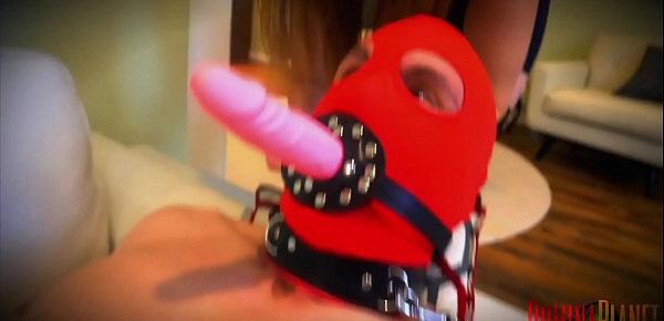  Fart Face-Fucking-A Mistress Straps A Double Dildo Gag On Her Slave and Rides it and Farts in His Face